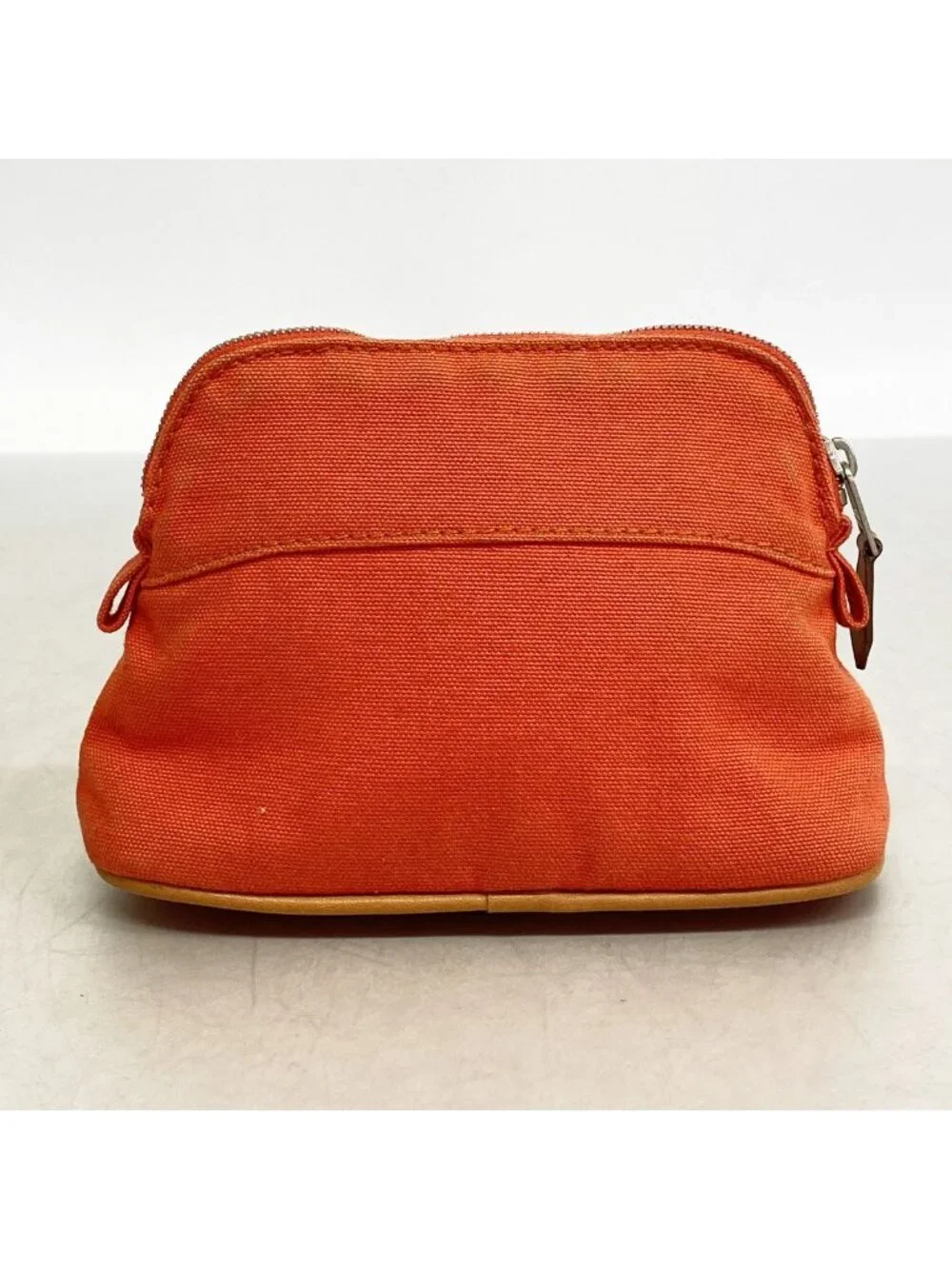 Hermes Pouch Bolide Canvas Orange Silver